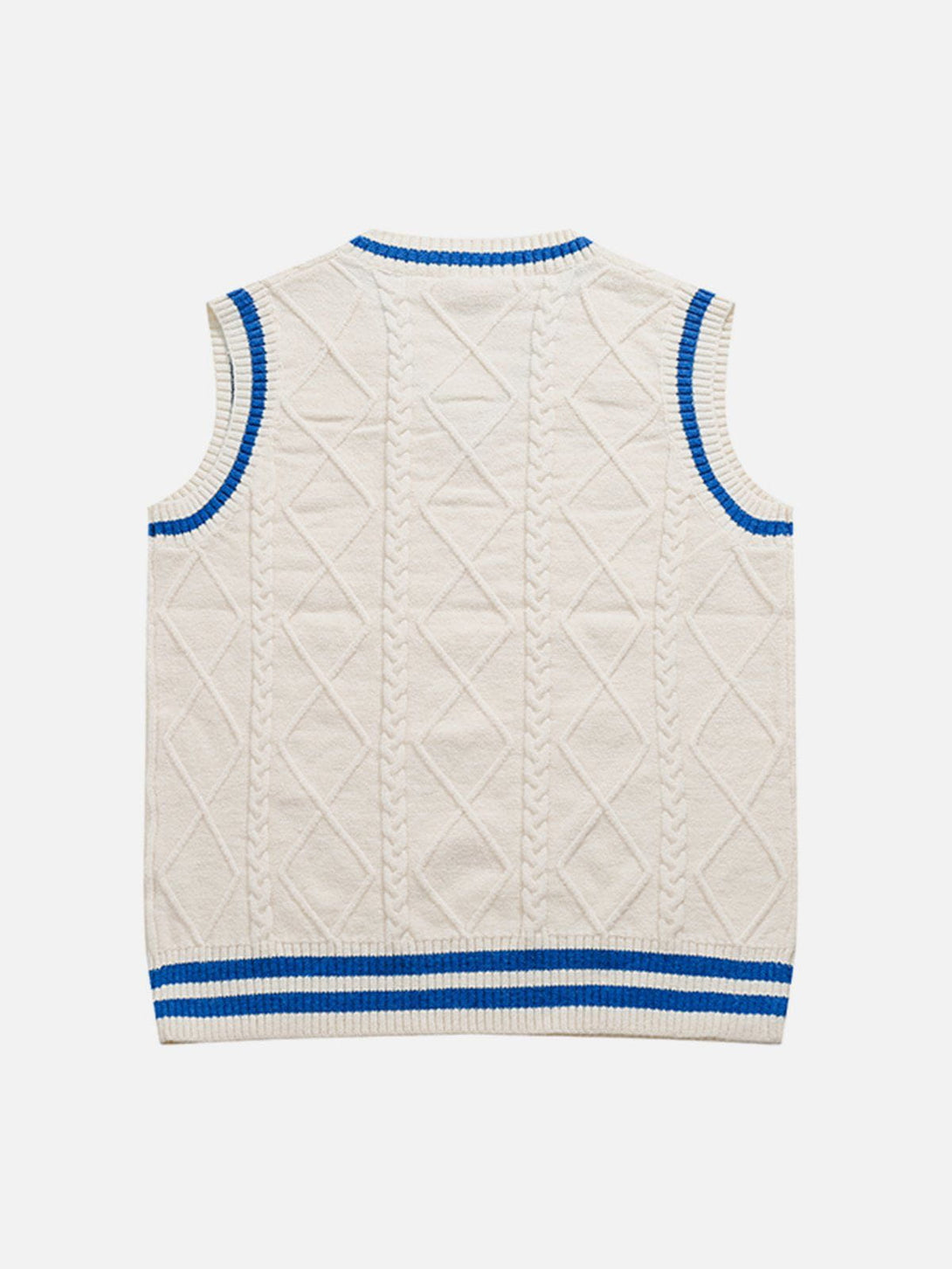 Evapacs - V-neck Braided Pattern Sweater Vest- Streetwear Fashion - evapacs.com