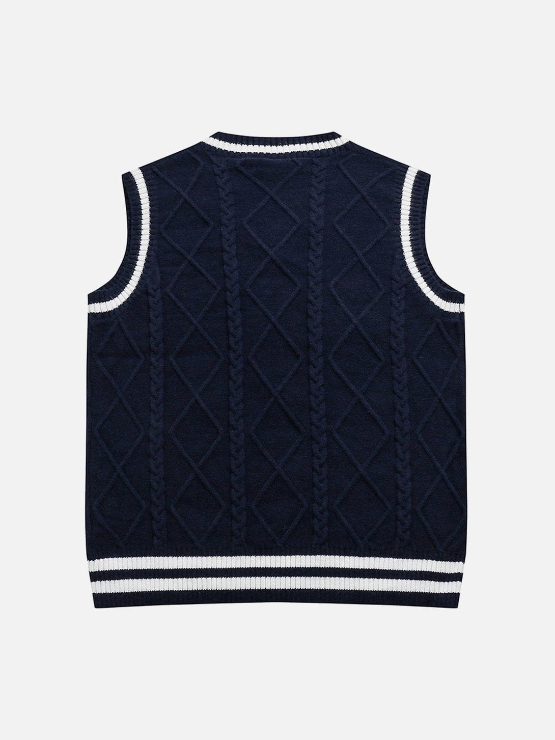 Evapacs - V-neck Braided Pattern Sweater Vest- Streetwear Fashion - evapacs.com