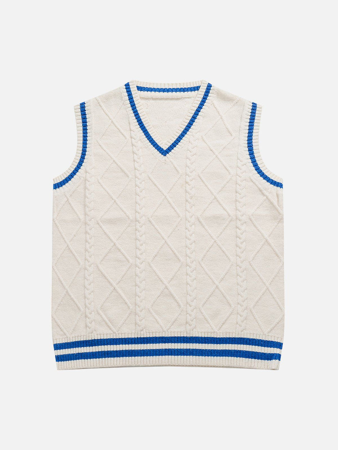 Evapacs - V-neck Braided Pattern Sweater Vest- Streetwear Fashion - evapacs.com