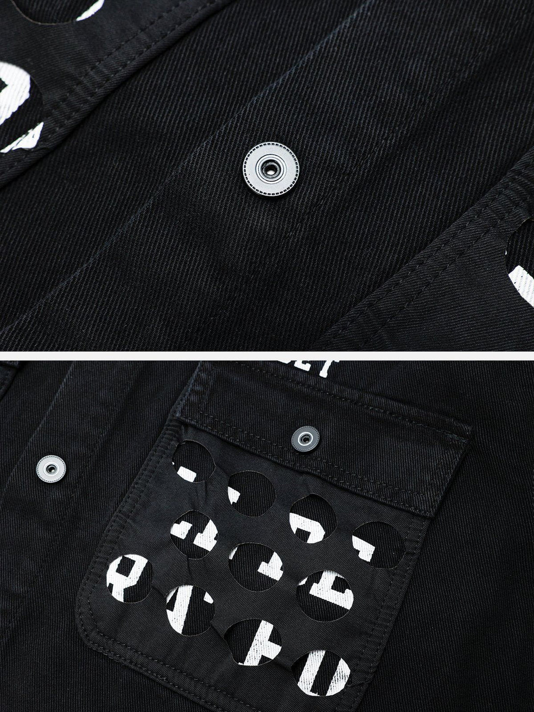 Evapacs - Vintage Big Pocket Letter Denim Jacket- Streetwear Fashion - evapacs.com