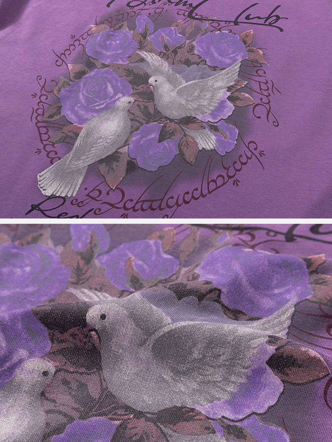 Evapacs - Vintage Bird Rose Print Sweatshirt- Streetwear Fashion - evapacs.com