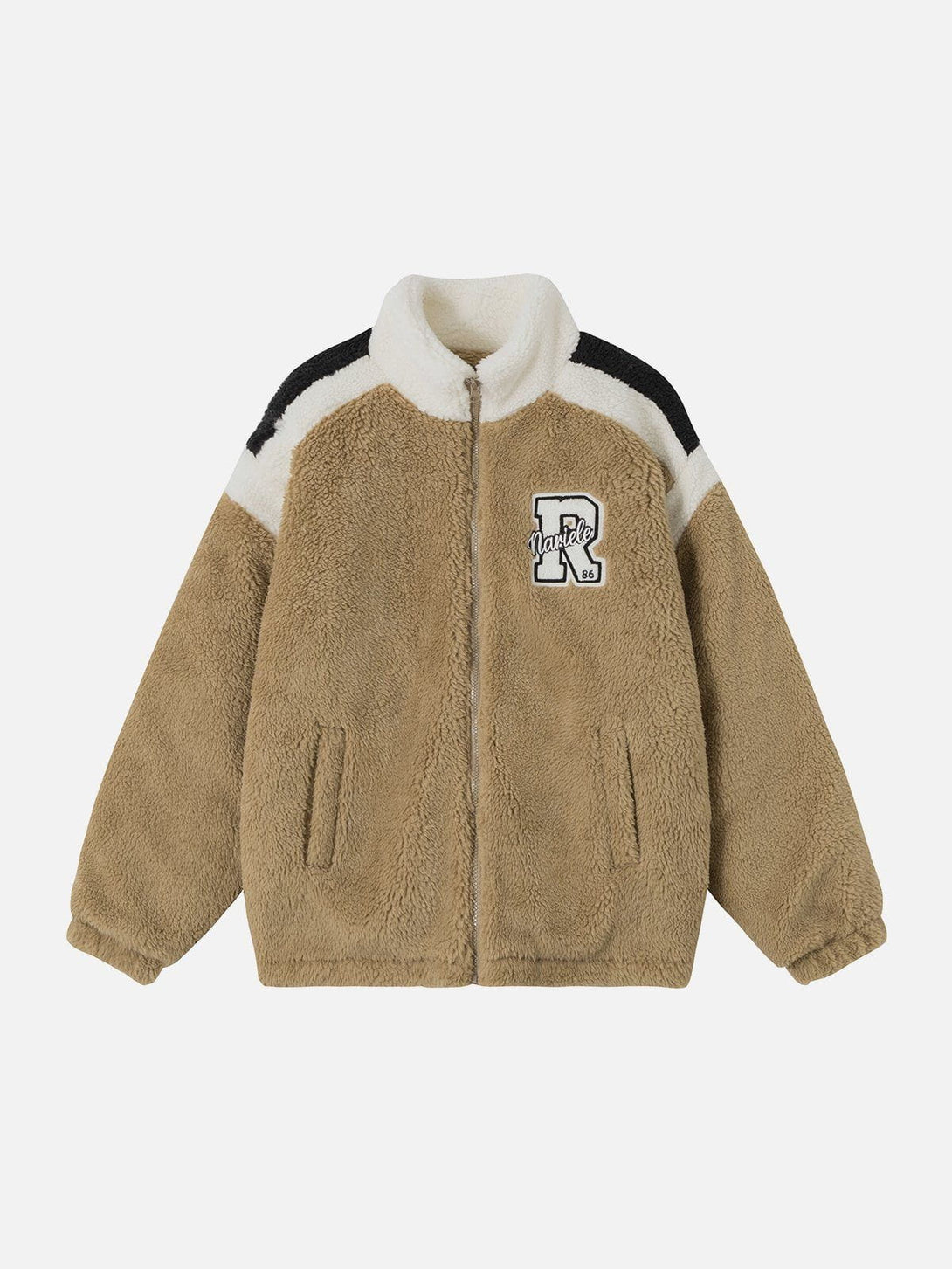 Evapacs - Vintage Contrast Sherpa Coat- Streetwear Fashion - evapacs.com