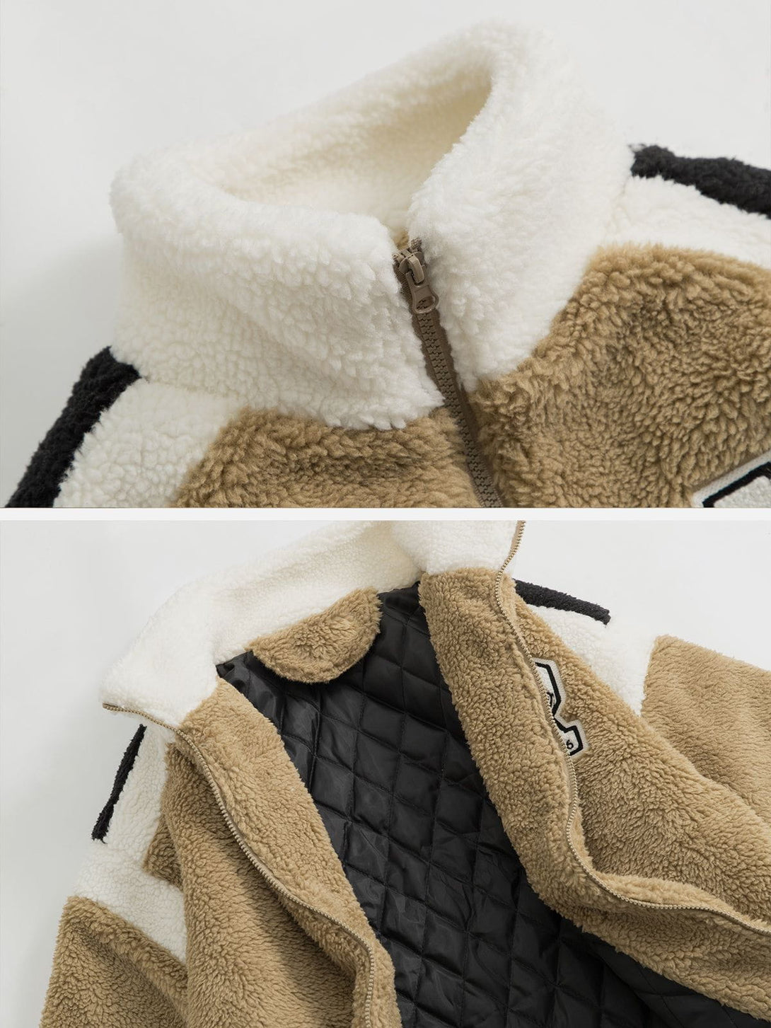 Evapacs - Vintage Contrast Sherpa Coat- Streetwear Fashion - evapacs.com