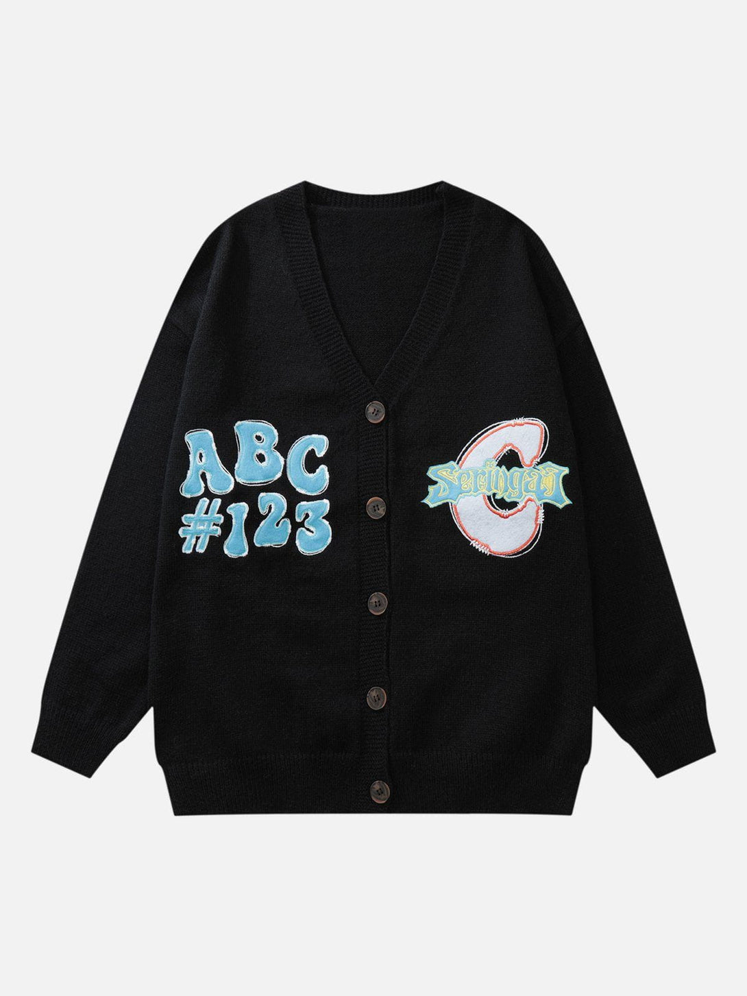 Evapacs - Vintage Embroidered Letters Cardigan- Streetwear Fashion - evapacs.com