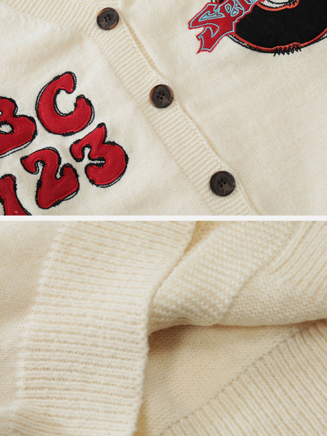 Evapacs - Vintage Embroidered Letters Cardigan- Streetwear Fashion - evapacs.com