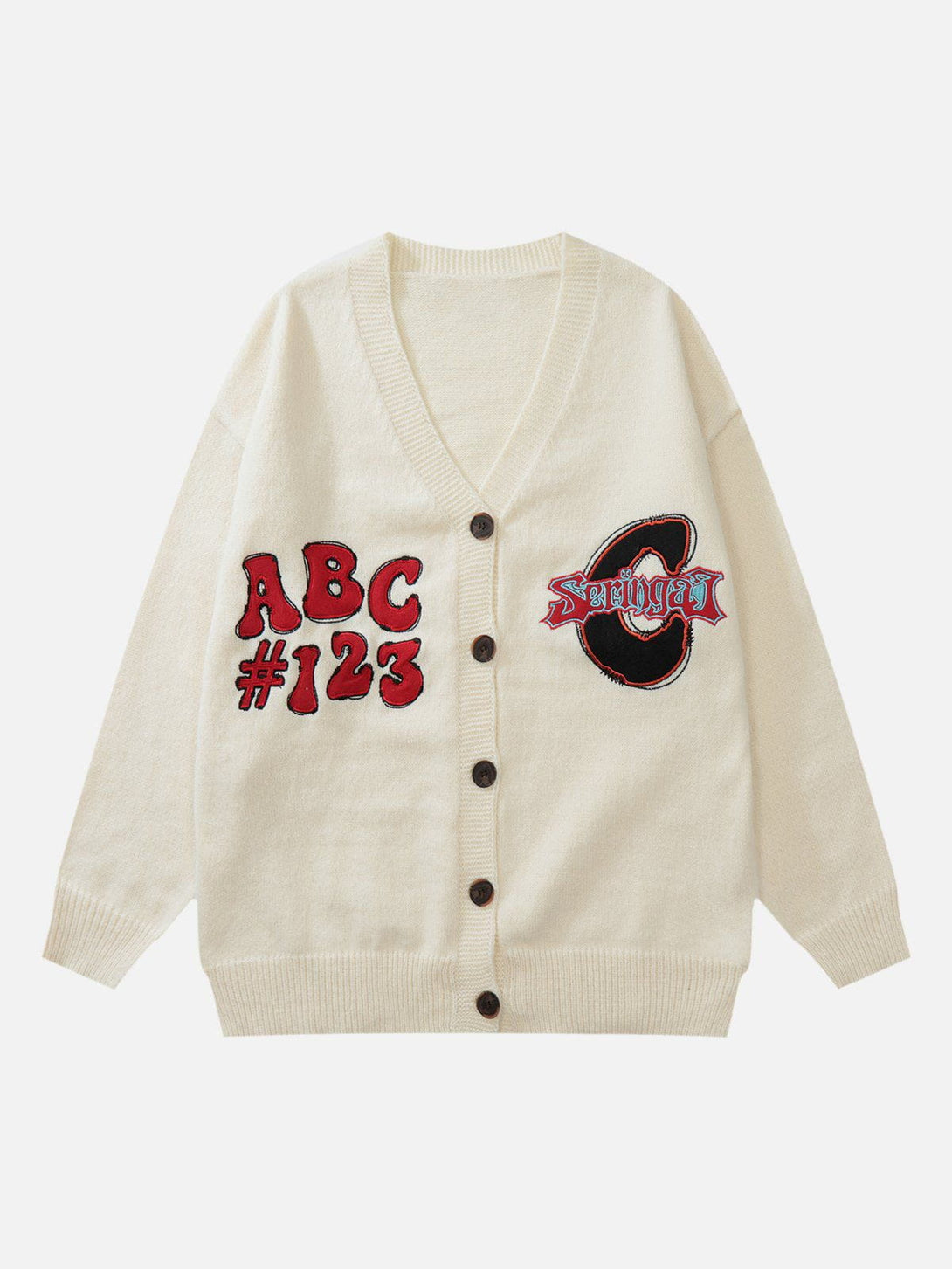 Evapacs - Vintage Embroidered Letters Cardigan- Streetwear Fashion - evapacs.com