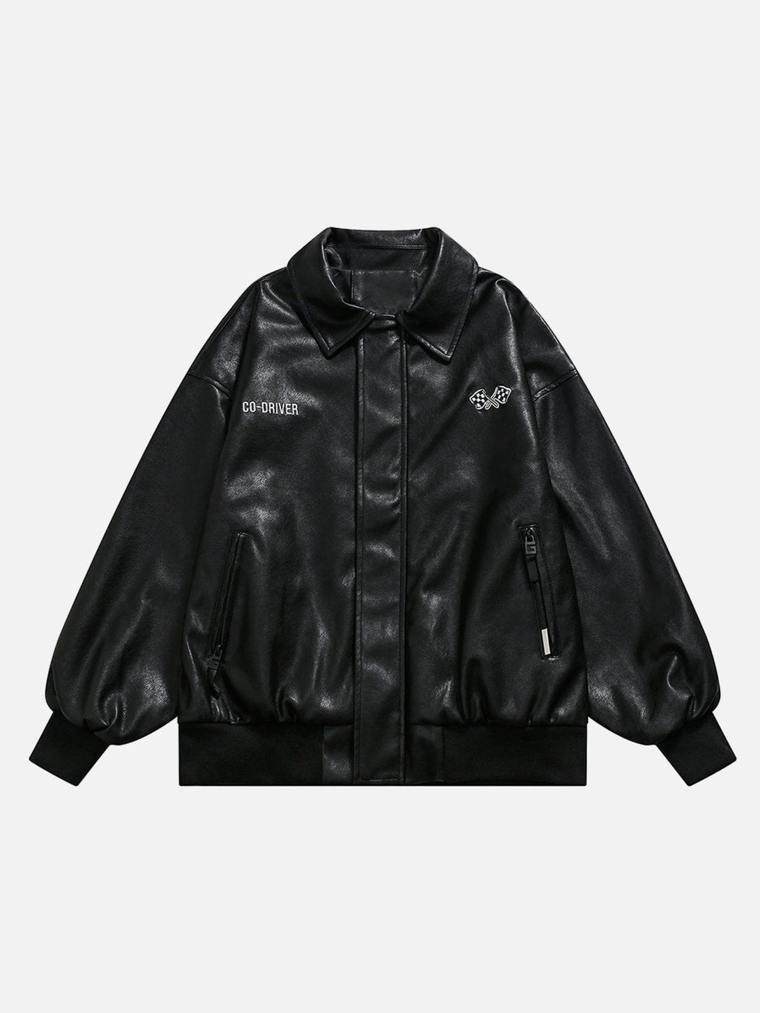 Evapacs - Vintage Embroidered PU Jacket- Streetwear Fashion - evapacs.com