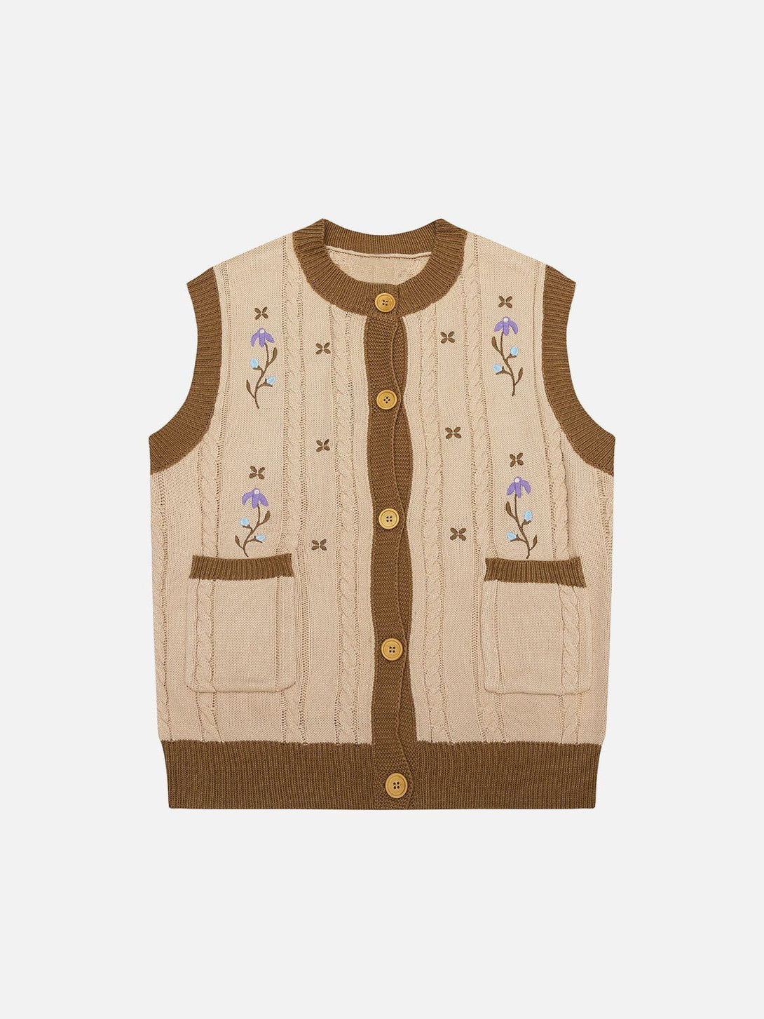 Evapacs - Vintage Embroidery Sweater Vest- Streetwear Fashion - evapacs.com