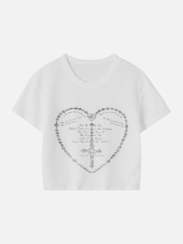 Evapacs - Vintage Heart Print Regular Tee- Streetwear Fashion - evapacs.com