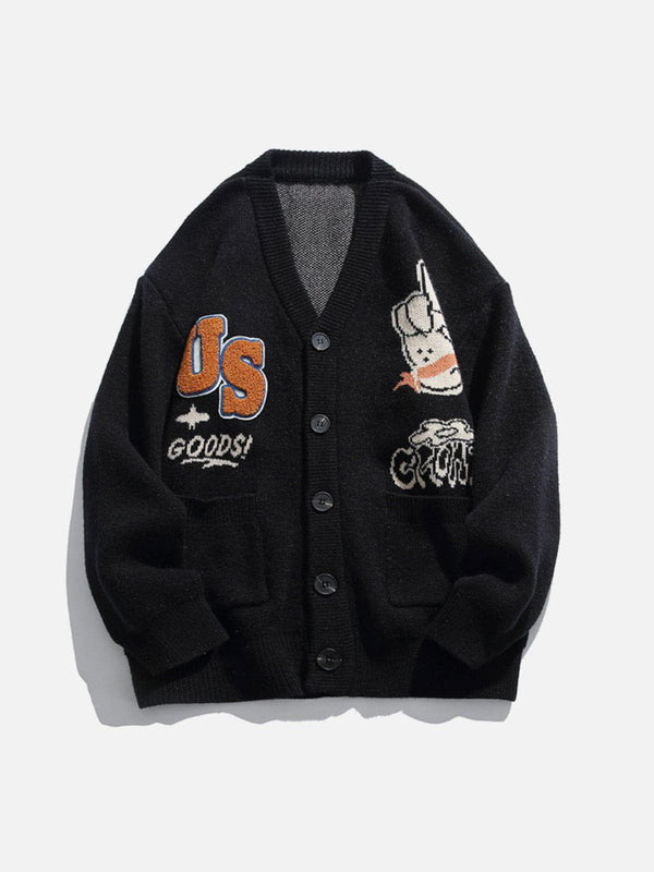 Evapacs - Vintage Letter Cardigan- Streetwear Fashion - evapacs.com