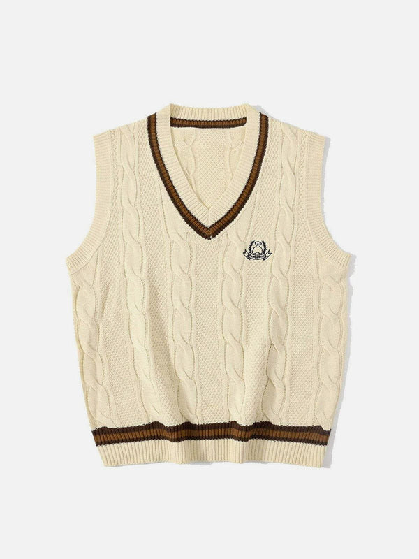 Evapacs - Vintage Preppy Style Knit Sweater Vest- Streetwear Fashion - evapacs.com