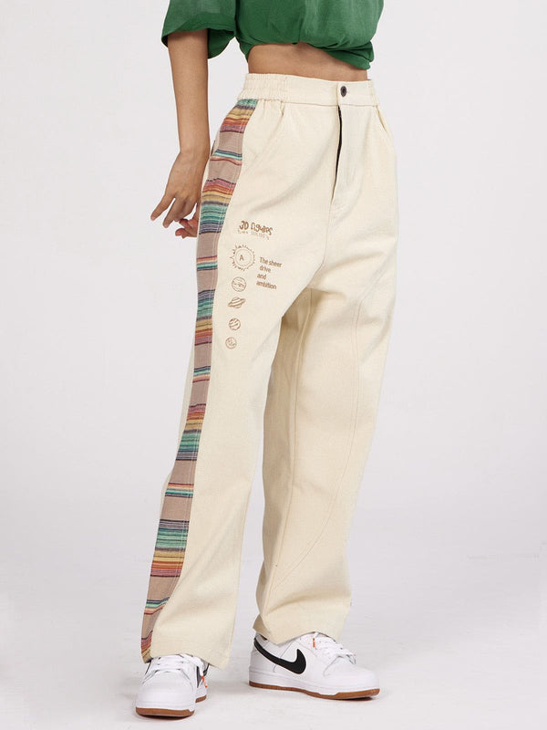 Evapacs - Vintage Side Rainbow Stitching Cropped Pants- Streetwear Fashion - evapacs.com