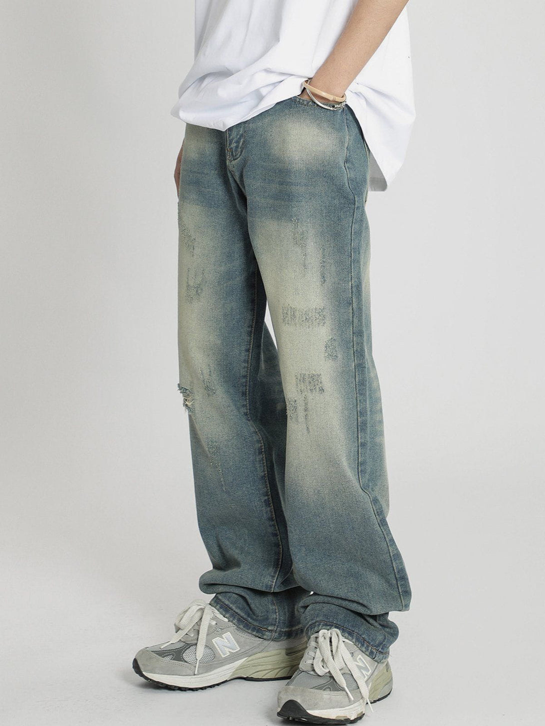 Evapacs - Washed Broken Holes Jeans- Streetwear Fashion - evapacs.com