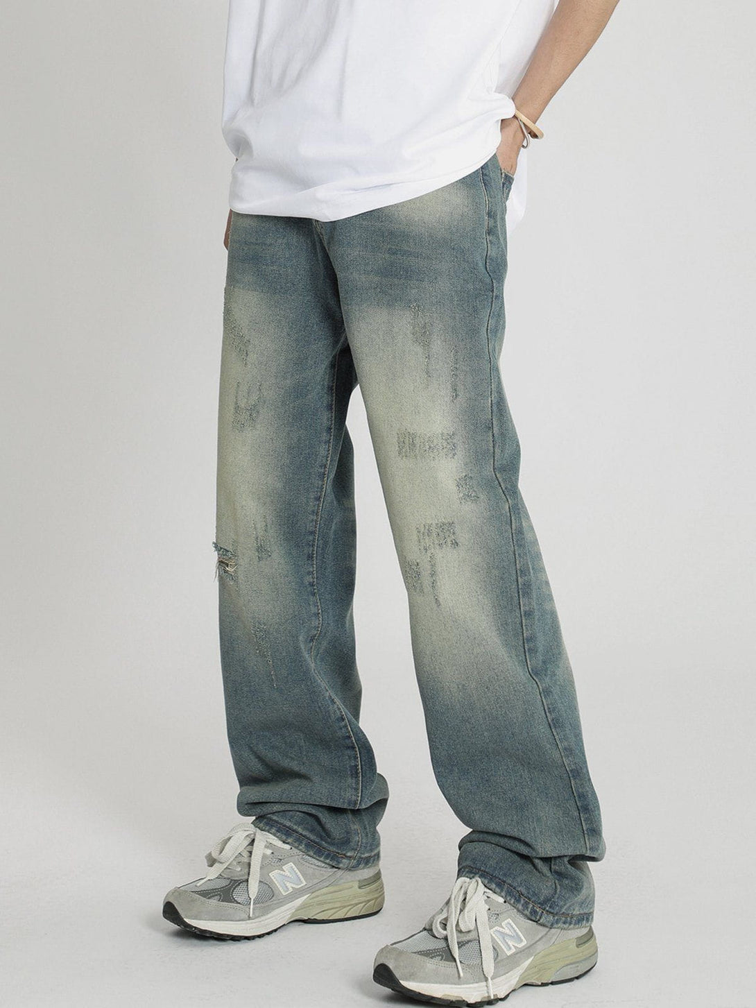 Evapacs - Washed Broken Holes Jeans- Streetwear Fashion - evapacs.com