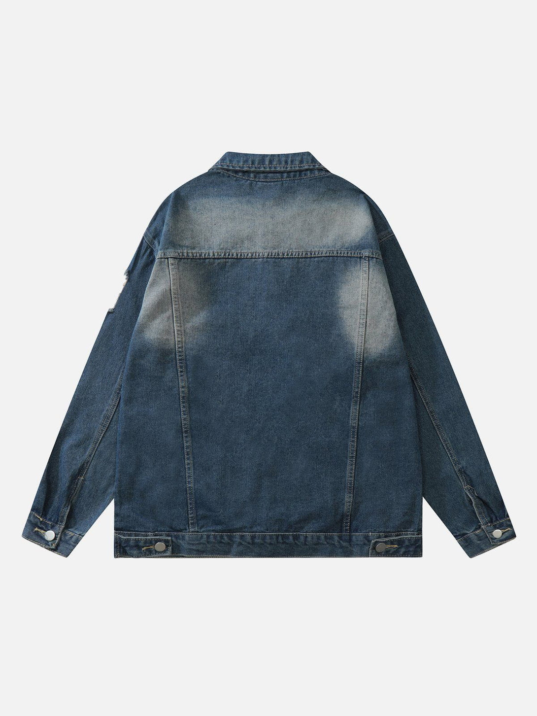 Evapacs - Washed Design Flocking Print Denim Jacket- Streetwear Fashion - evapacs.com