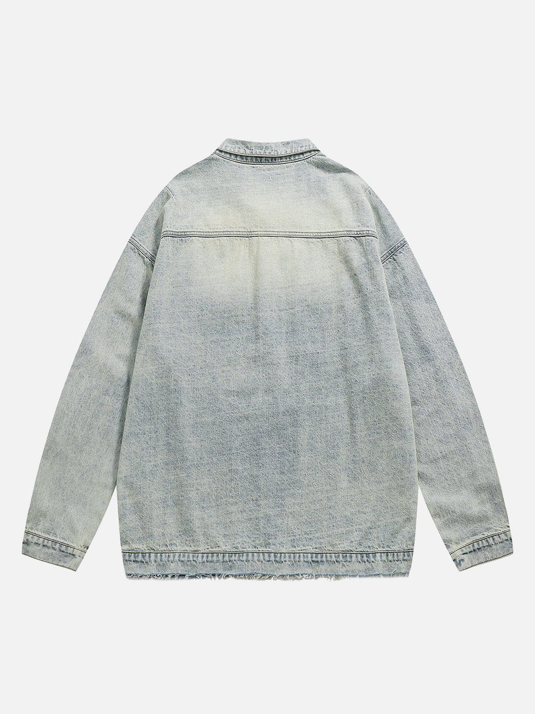 Evapacs - Washed Design Zip Denim Jacket- Streetwear Fashion - evapacs.com