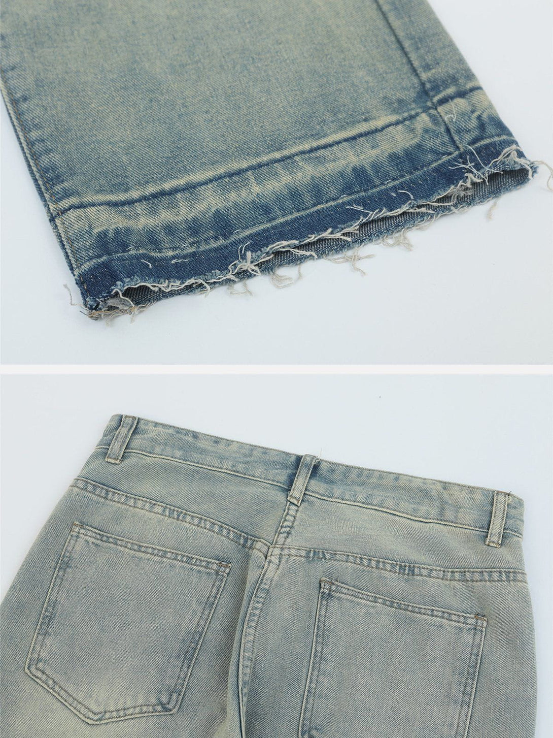 Evapacs - Washed Fringe Jeans- Streetwear Fashion - evapacs.com