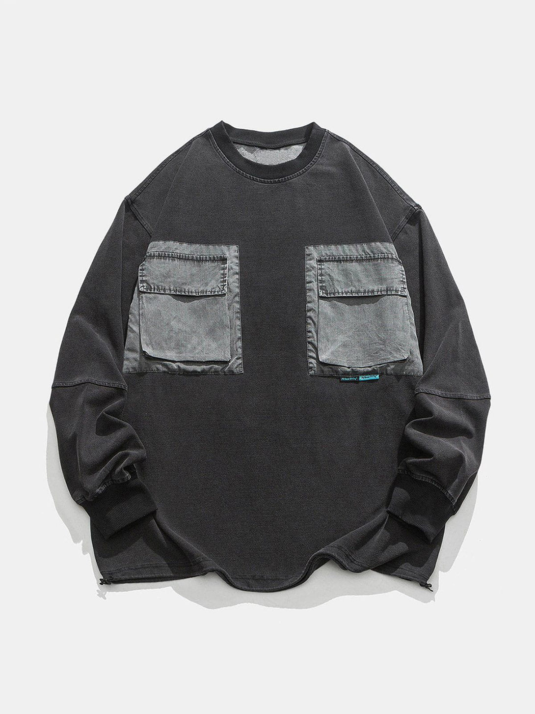 Evapacs - Washed Patch Large Pocket Sweatshirt- Streetwear Fashion - evapacs.com