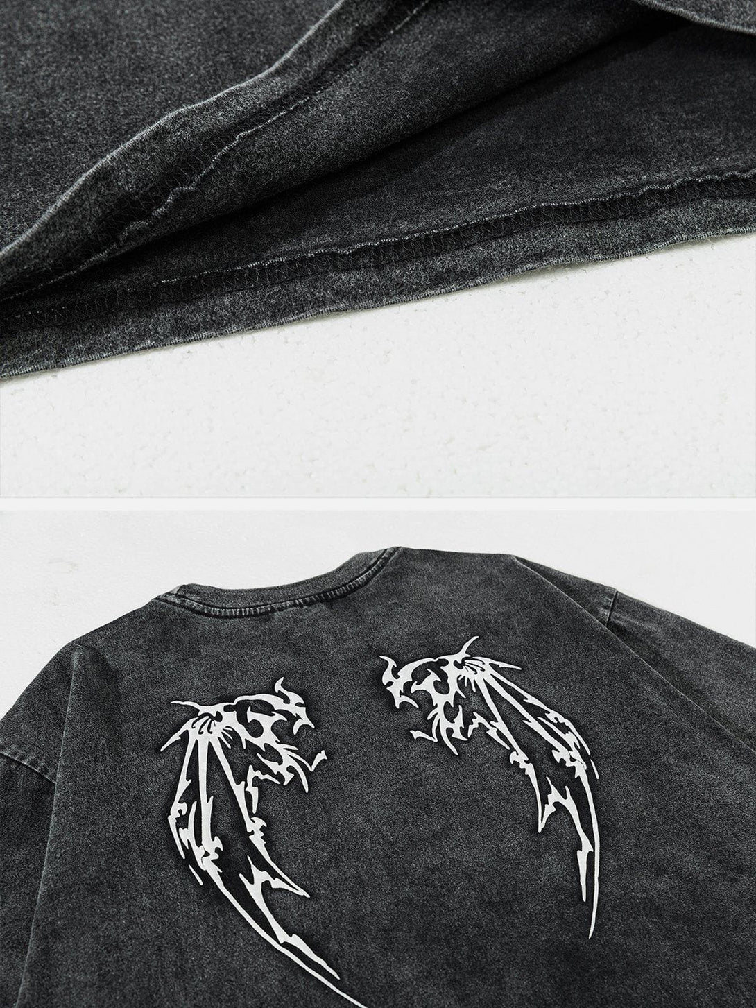 Evapacs - Washed Wings Print Tee- Streetwear Fashion - evapacs.com