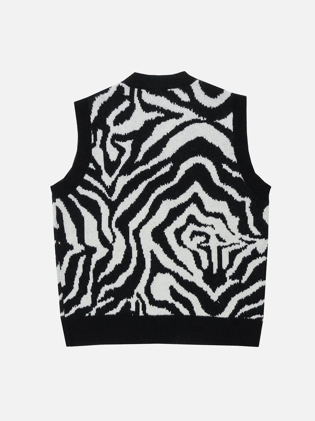 Evapacs - Zebra Pattern Embroidery Sweater Vest- Streetwear Fashion - evapacs.com