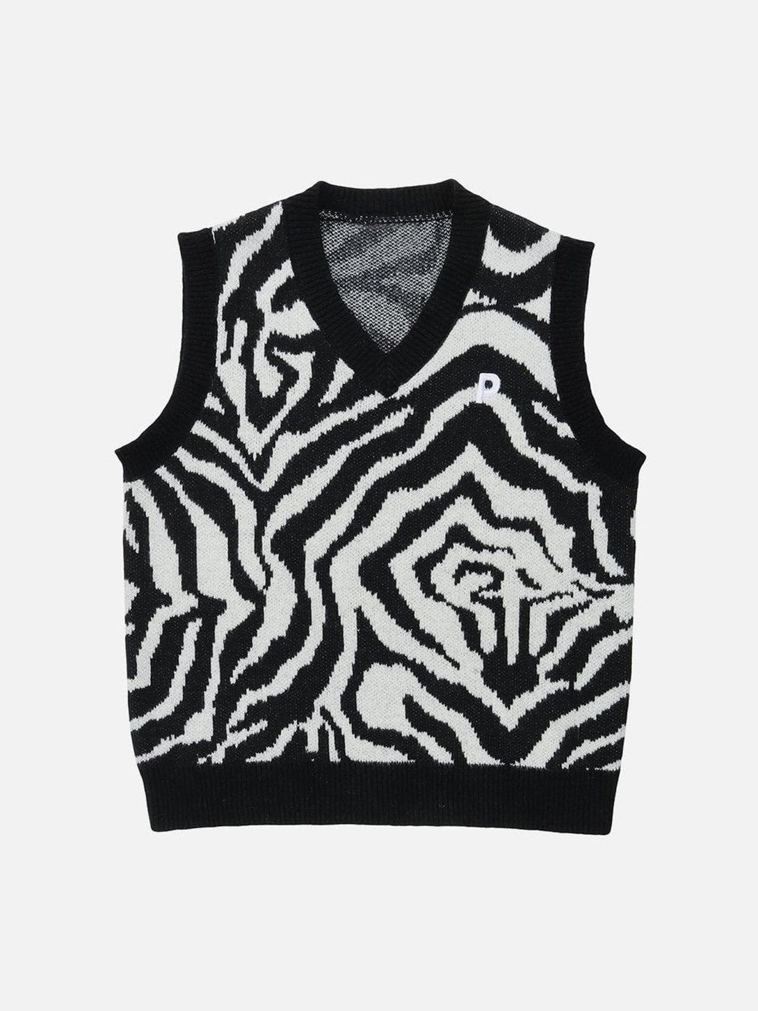 Evapacs - Zebra Pattern Embroidery Sweater Vest- Streetwear Fashion - evapacs.com