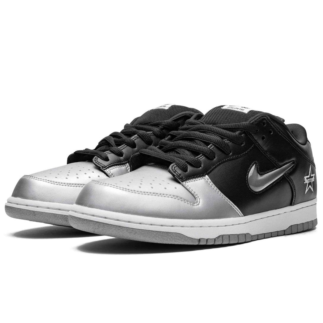 Supreme x Nike Dunk SB Low QS 'Metallic Silver'- Streetwear Fashion - evapacs.com